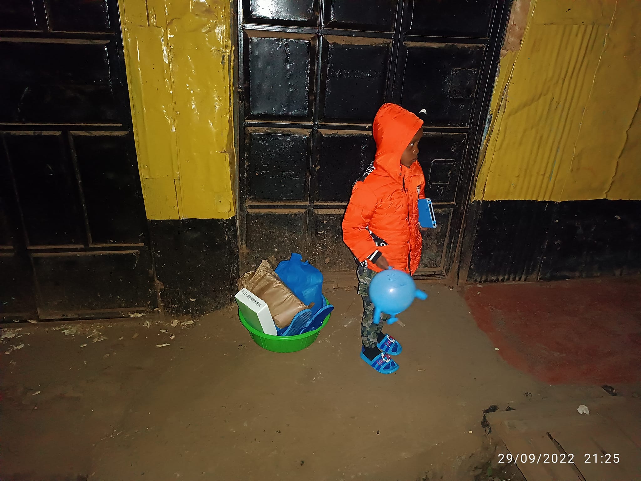 At their home gate, after discharge from Kijabe hospital. He had been admitted for two weeks.