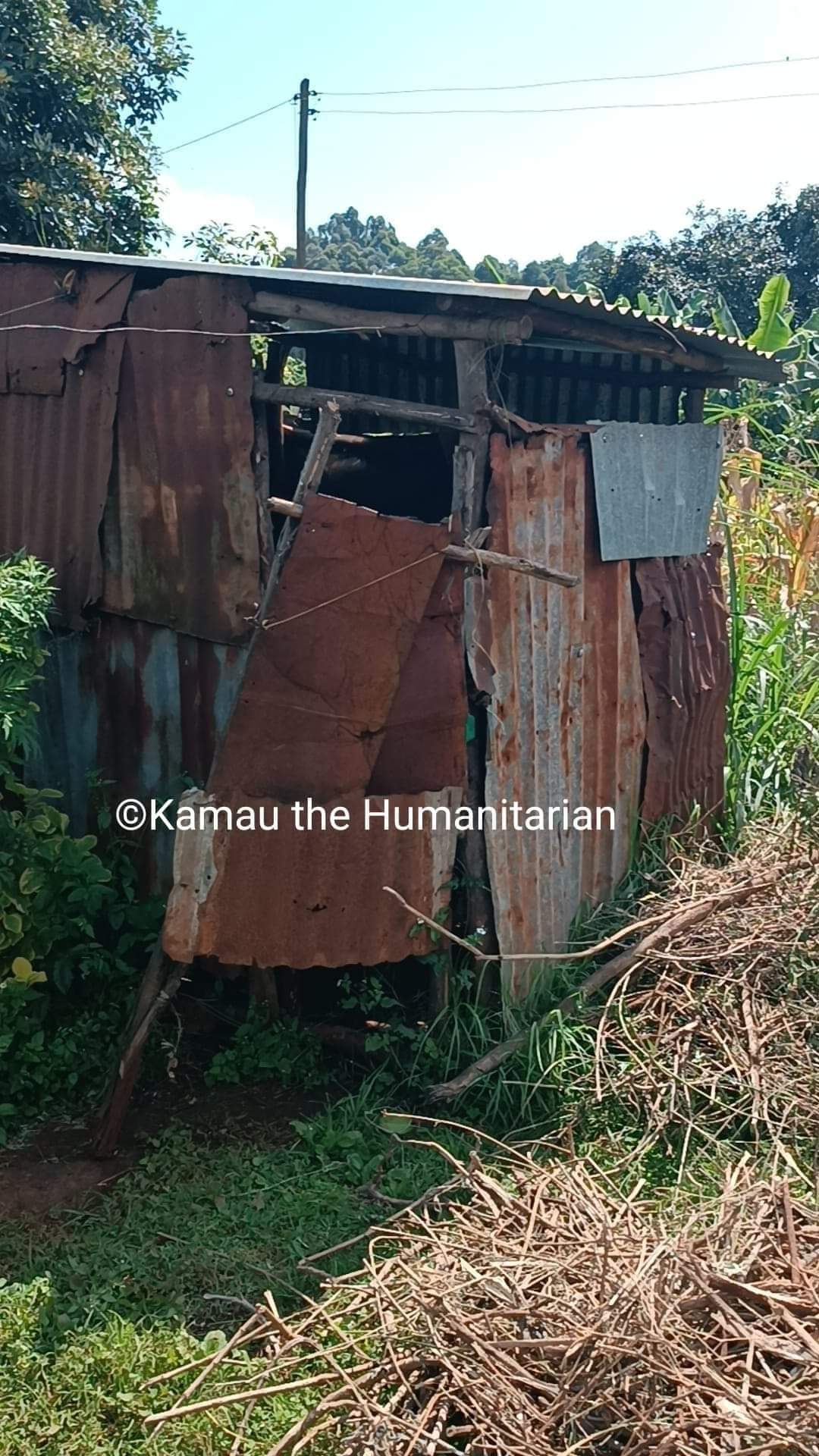 Their dilapidated sanitary facility, that was full and not healthy for use, but they were still using it due to lack of an alternative.