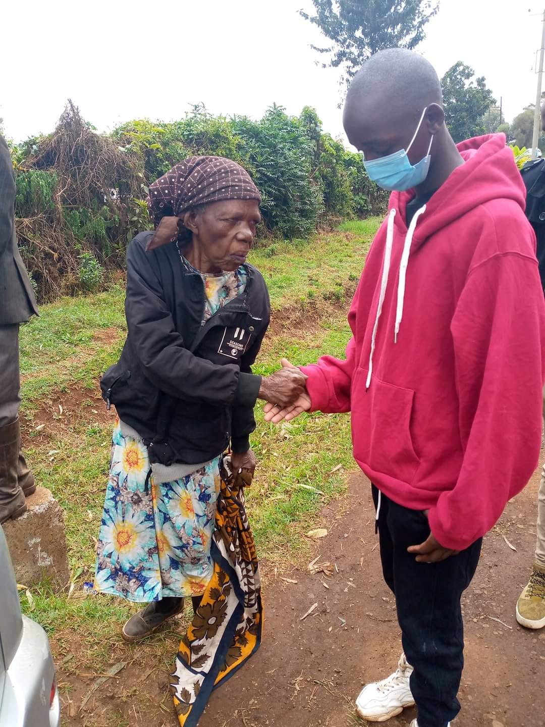 His 79 year old grandmother, bidding him goodbye in 2021 as he left for admission at Kiambu High School. She gave him 200sh and wished him well in his studies.